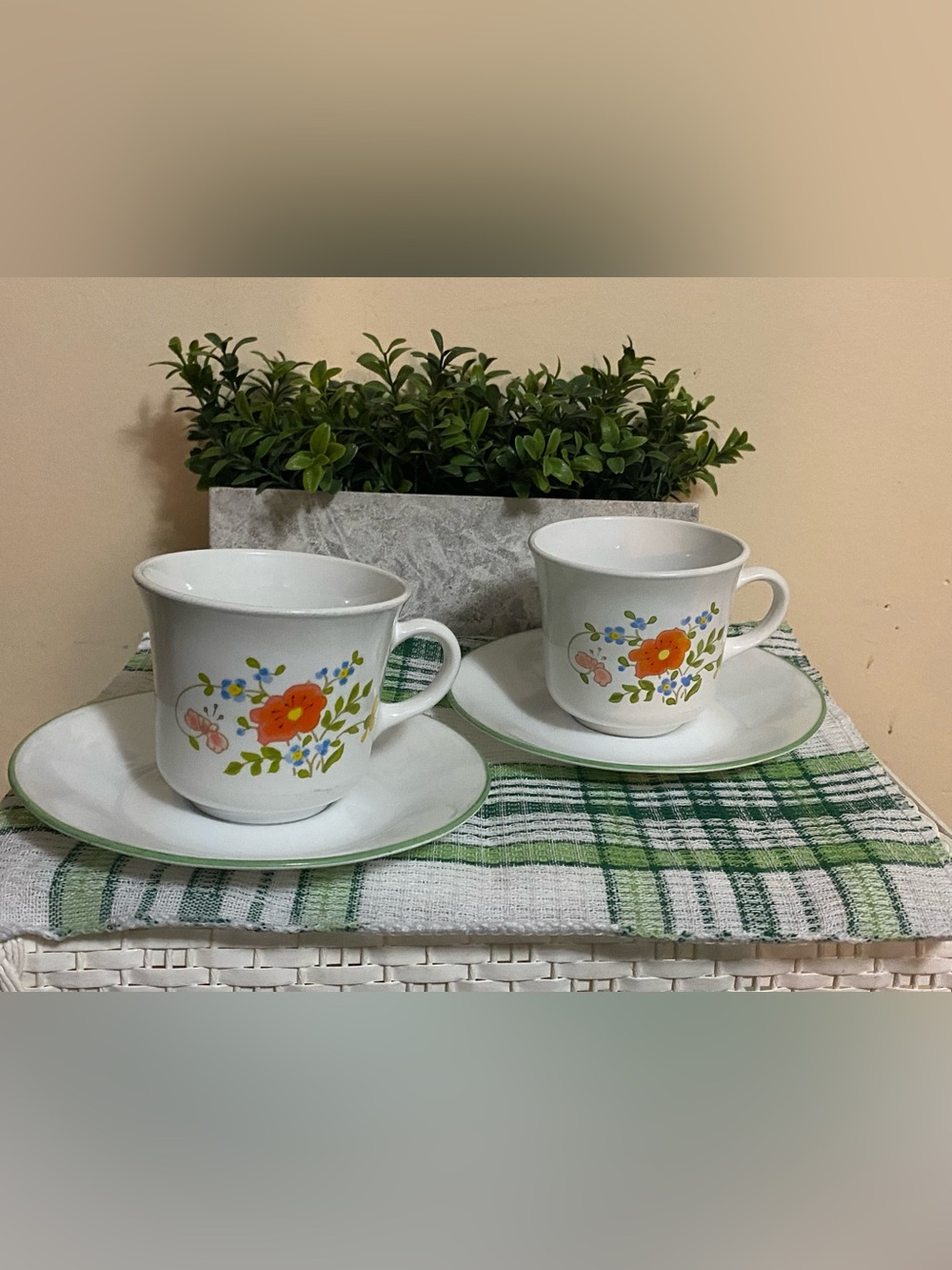 Corelle “Wildflower” Cups and matching saucers